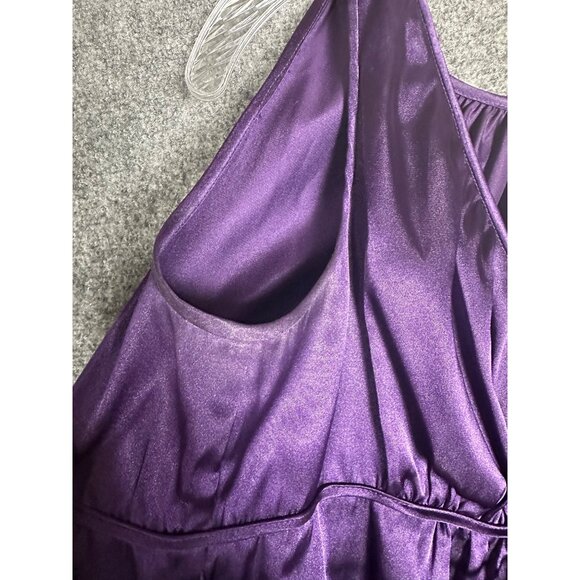 Vintage Purple Satin Midi Dress Size 6 Goddess Fairy Renaissance Y2K 90's - Picture 9 of 11